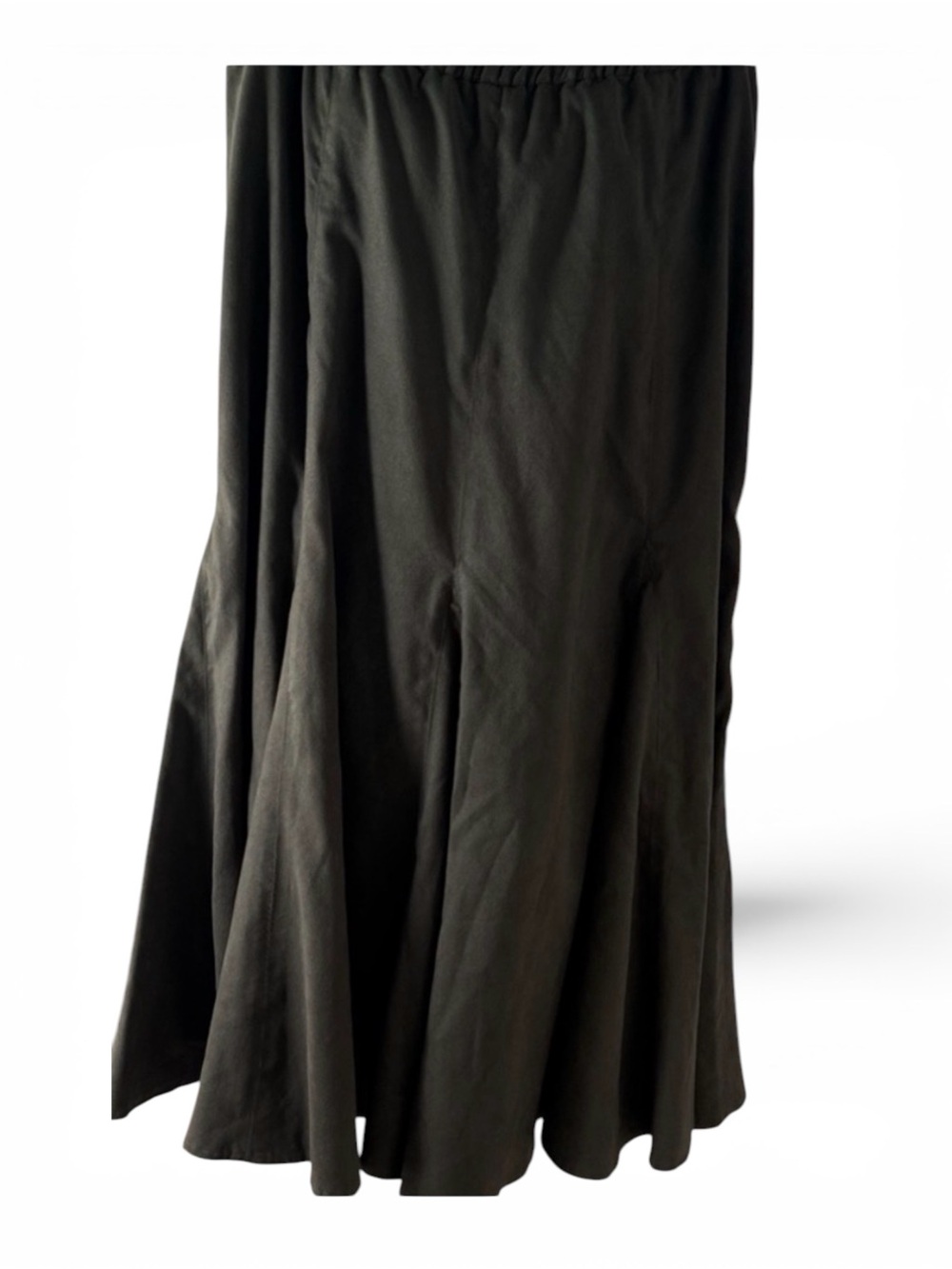 EUC ColdWater Creek dark green elastic waist 15”flat flared bottom length 32” MP
